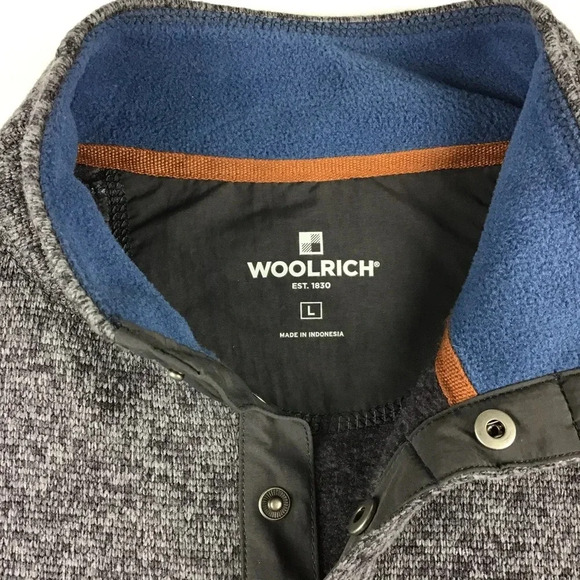 Woolrich Men's Snap Neck Pullover Fleece Sweatshirt Gray Size Large - Picture 2 of 4